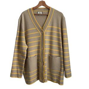 Tuckernuck Womens Preppy Striped Cardigan Size M Relaxed Slouchy Soft Knit Cozy